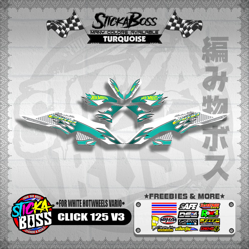 CLICK 125 V3 DECALS ( FOR WHITE HOTWHEELS VARIO )【WITH FREEBIES】