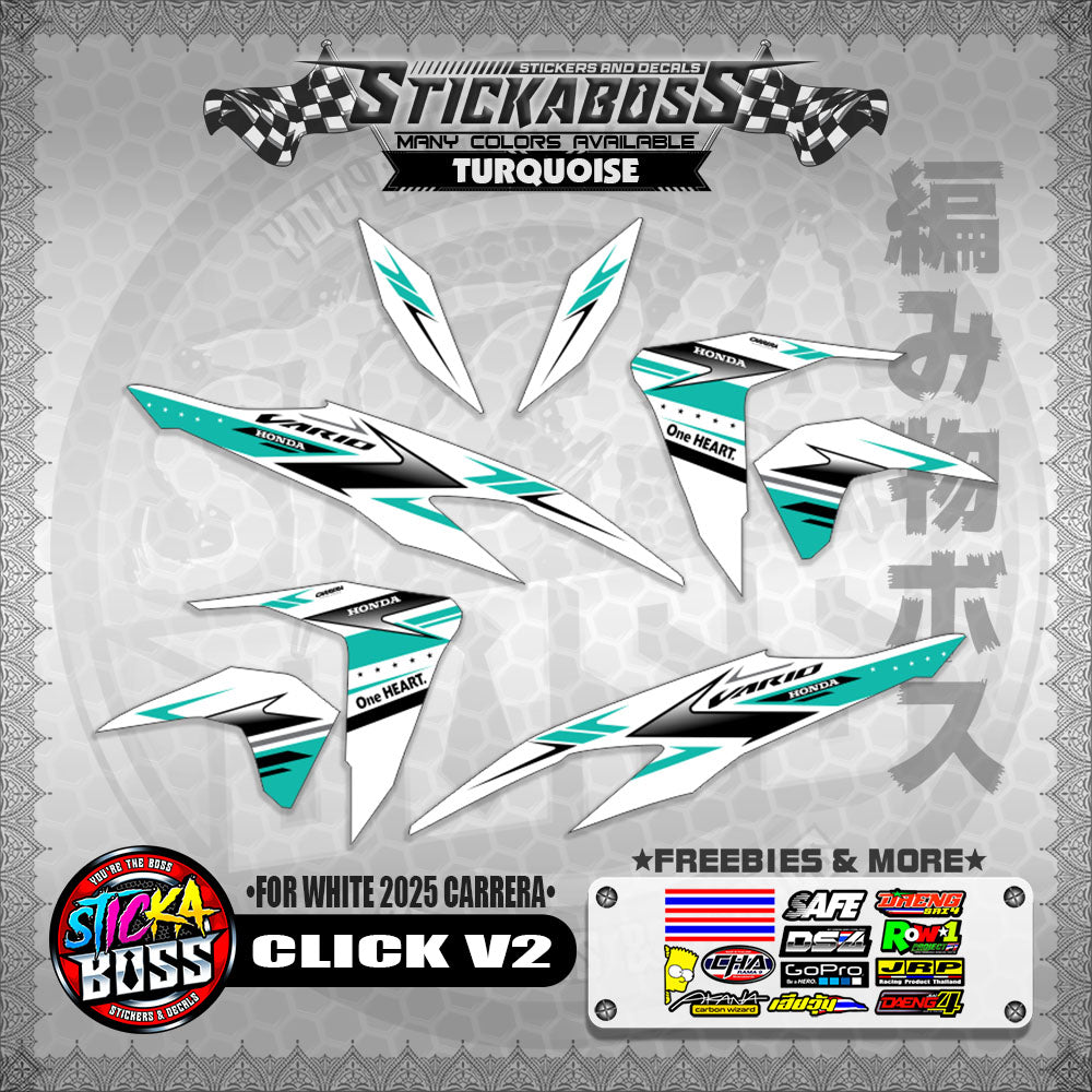 CLICK V2 STICKER DECALS ( FOR WHITE 2025 CARRERA )【WITH FREEBIES】