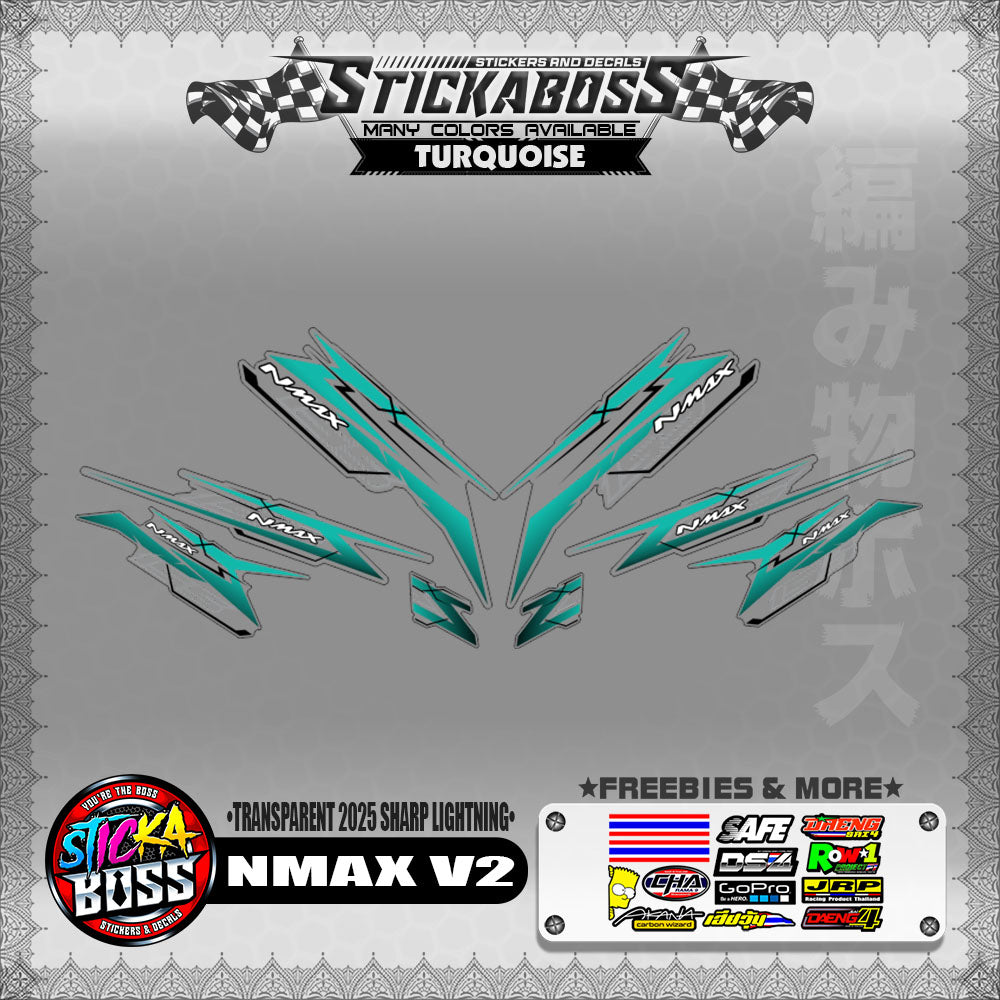 【PREMIUM UV PRINT】TRANSPARENT NMAX V2 INDO STICKER DECALS ( 2025 SHARP LIGHTNING )【WITH FREEBIES】