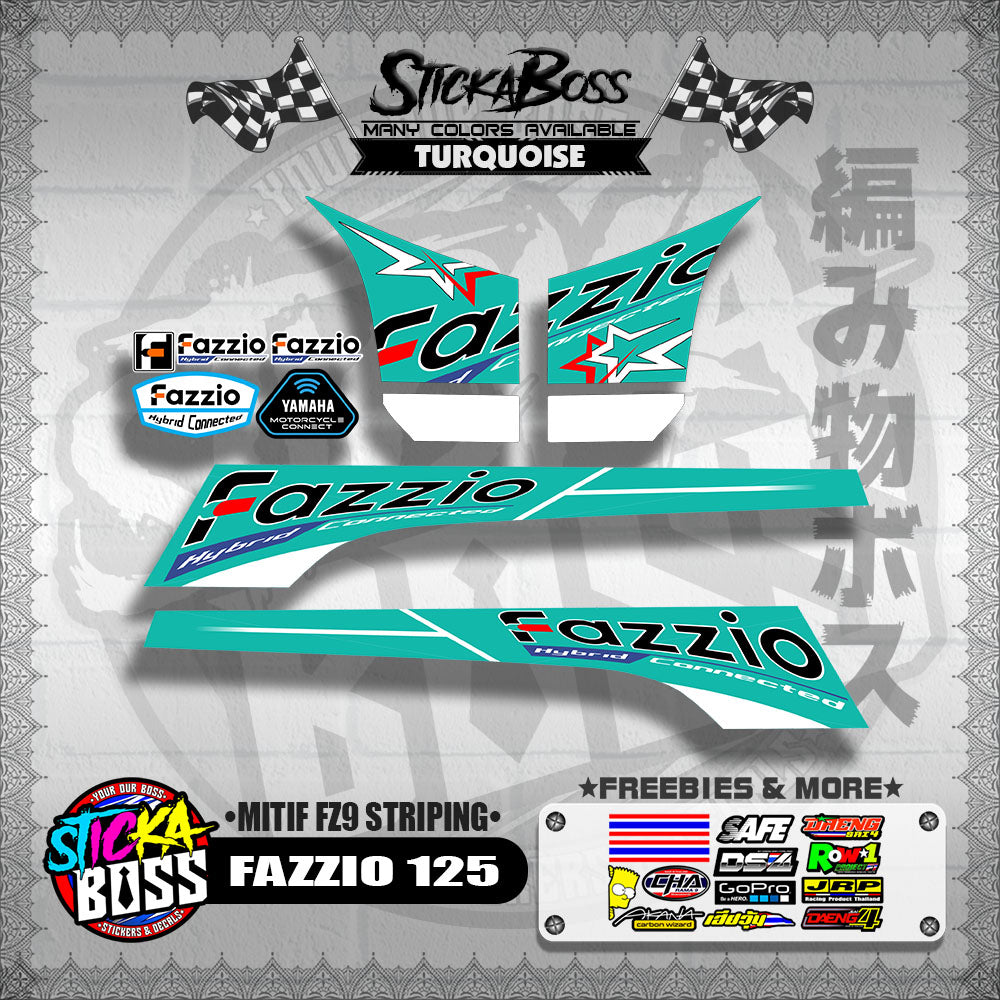 FAZZIO 125 DECALS ( MITIF FZ9 STRIPING )【WITH FREEBIES】