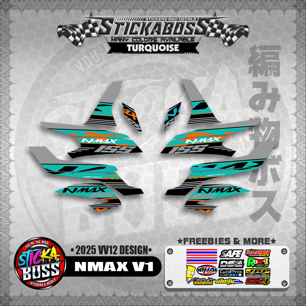NMAX V1 MALAYSIAN STICKER DECALS ( 2025 VV12 DESIGN )【WITH FREEBIES】