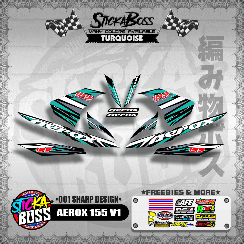 AEROX 155 V1 DECALS ( 001 SHARP DESIGN )【WITH FREEBIES】