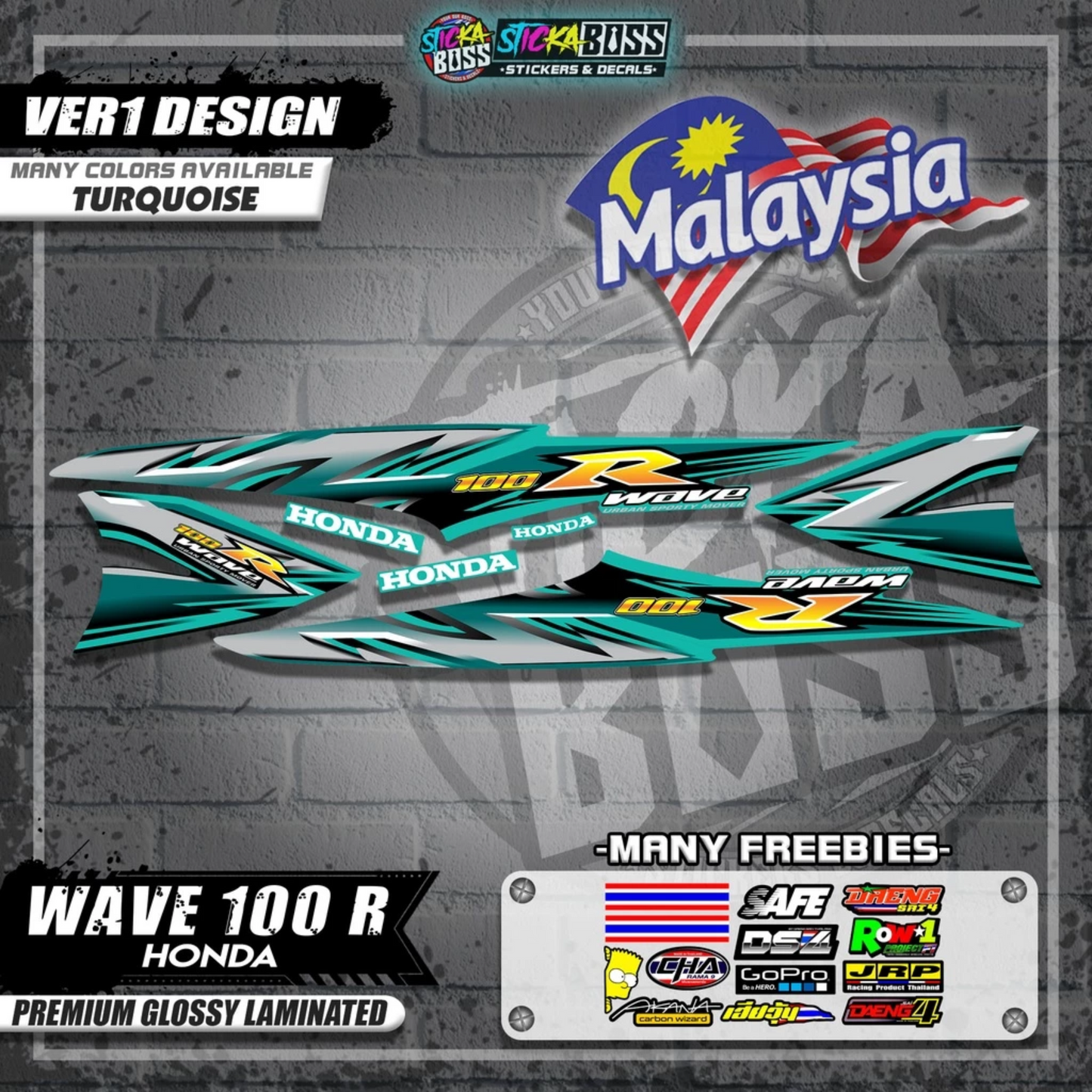 HONDA WAVE 100 R MALAYSIAN DECALS (Ver1 Design)【WITH FREEBIES】