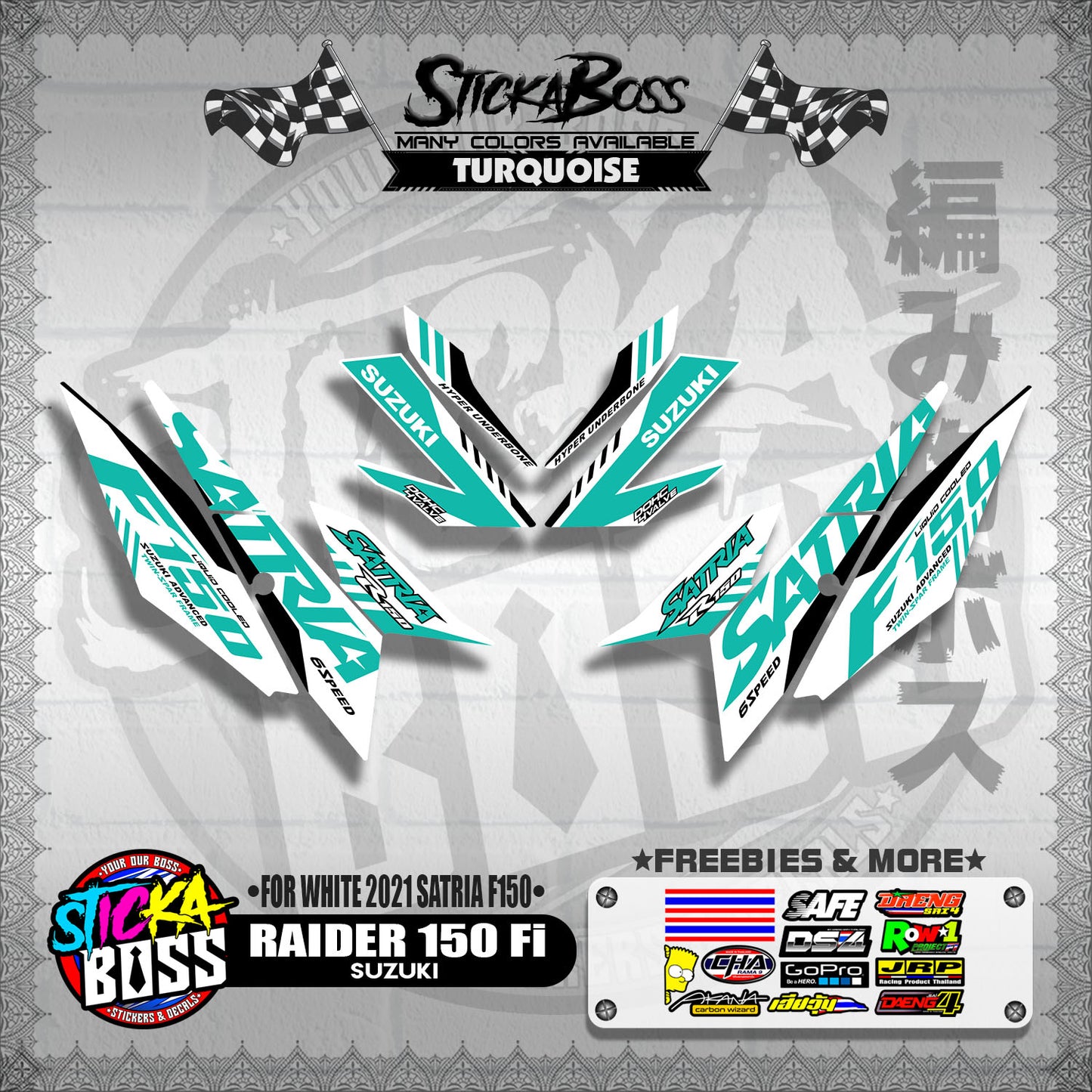 RAIDER 150 Fi DECALS ( FOR WHITE 2021 SATRIA F150 )【WITH FREEBIES】
