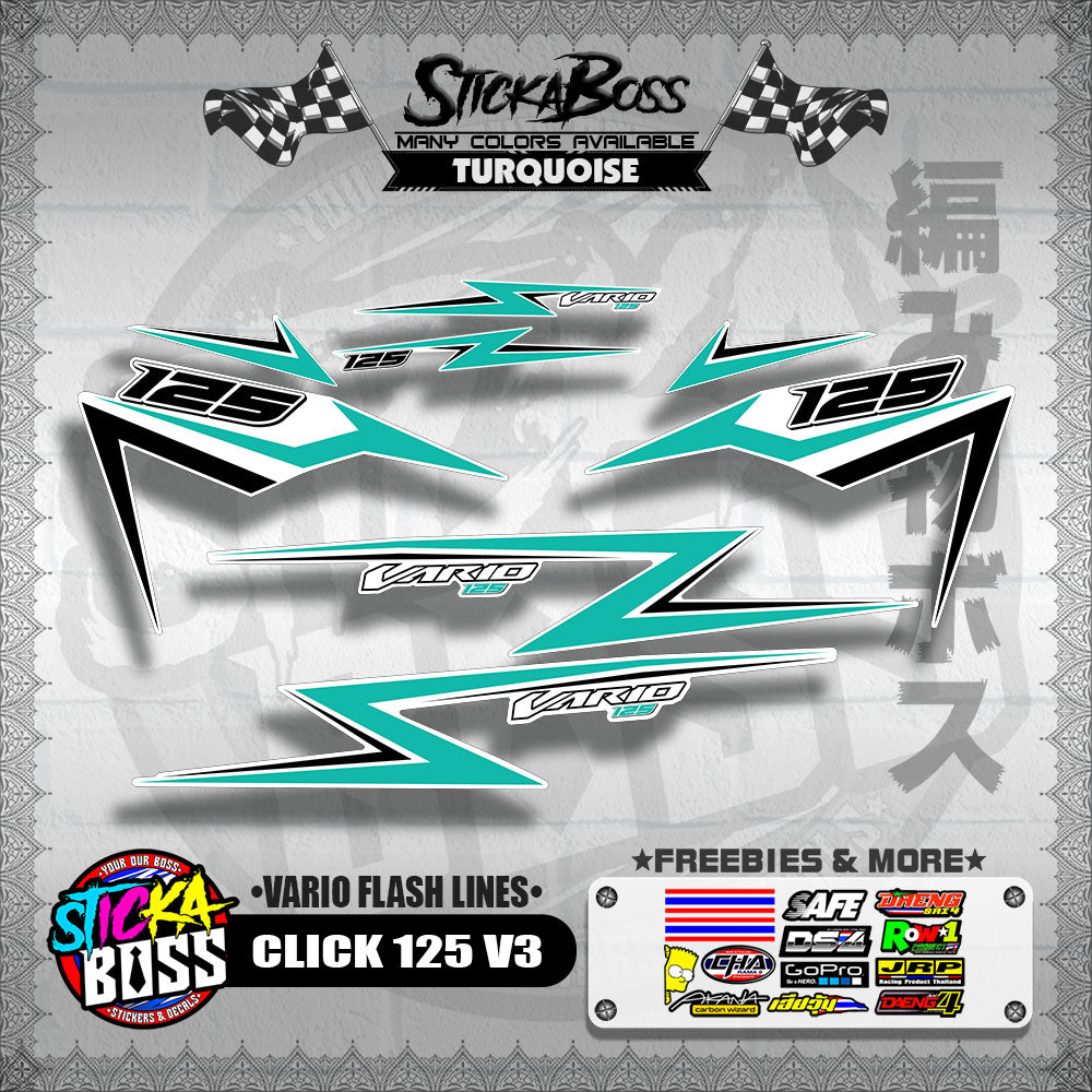 CLICK 125 V3 DECALS ( VARIO FLASH LINES )【WITH FREEBIES】