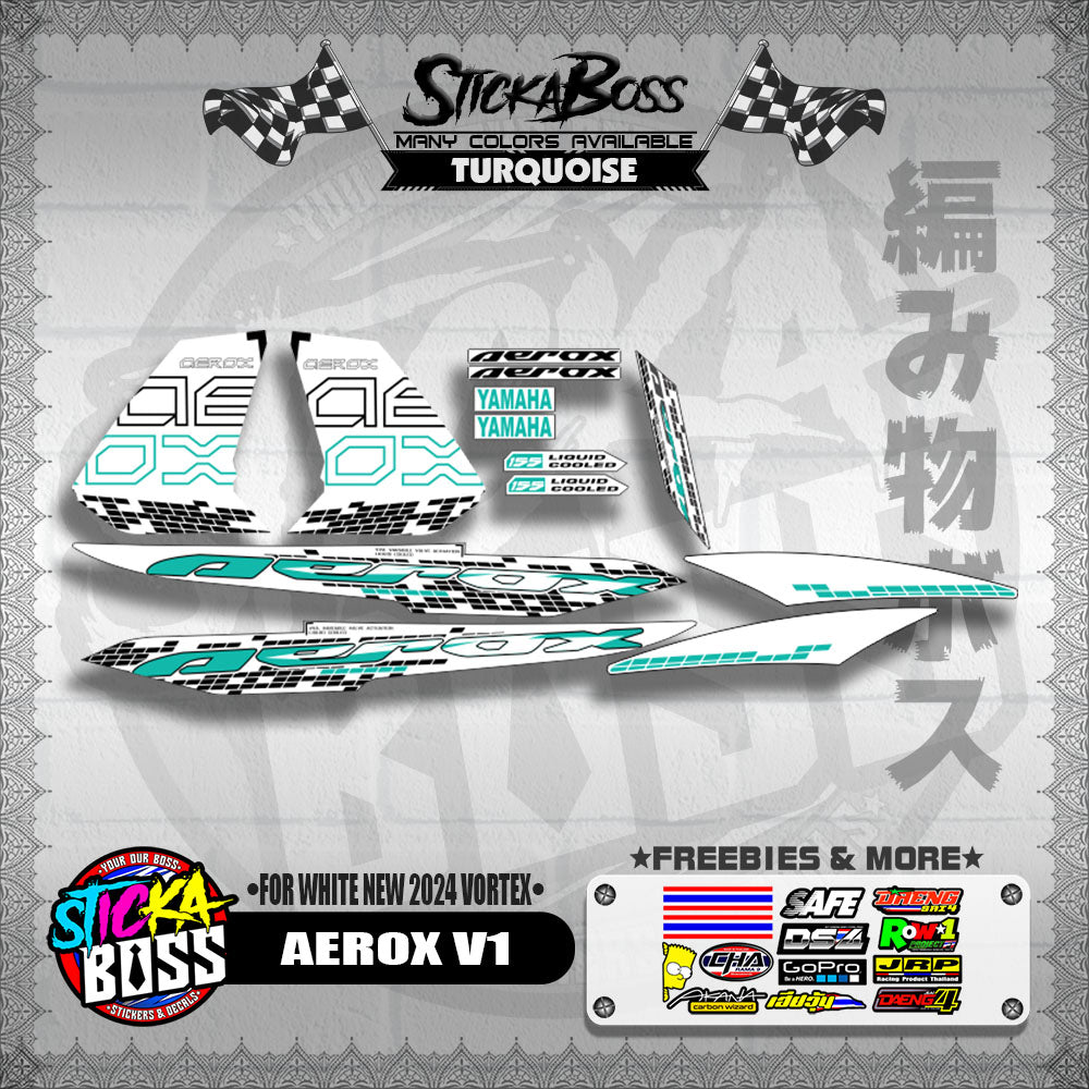 AEROX 155 V1 DECALS ( FOR WHITE NEW 2024 VORTEX )【WITH FREEBIES】