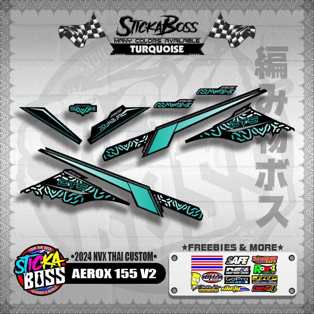 AEROX 155 V2 DECALS ( 2024 NVX THAI CUSTOM )【WITH FREEBIES】