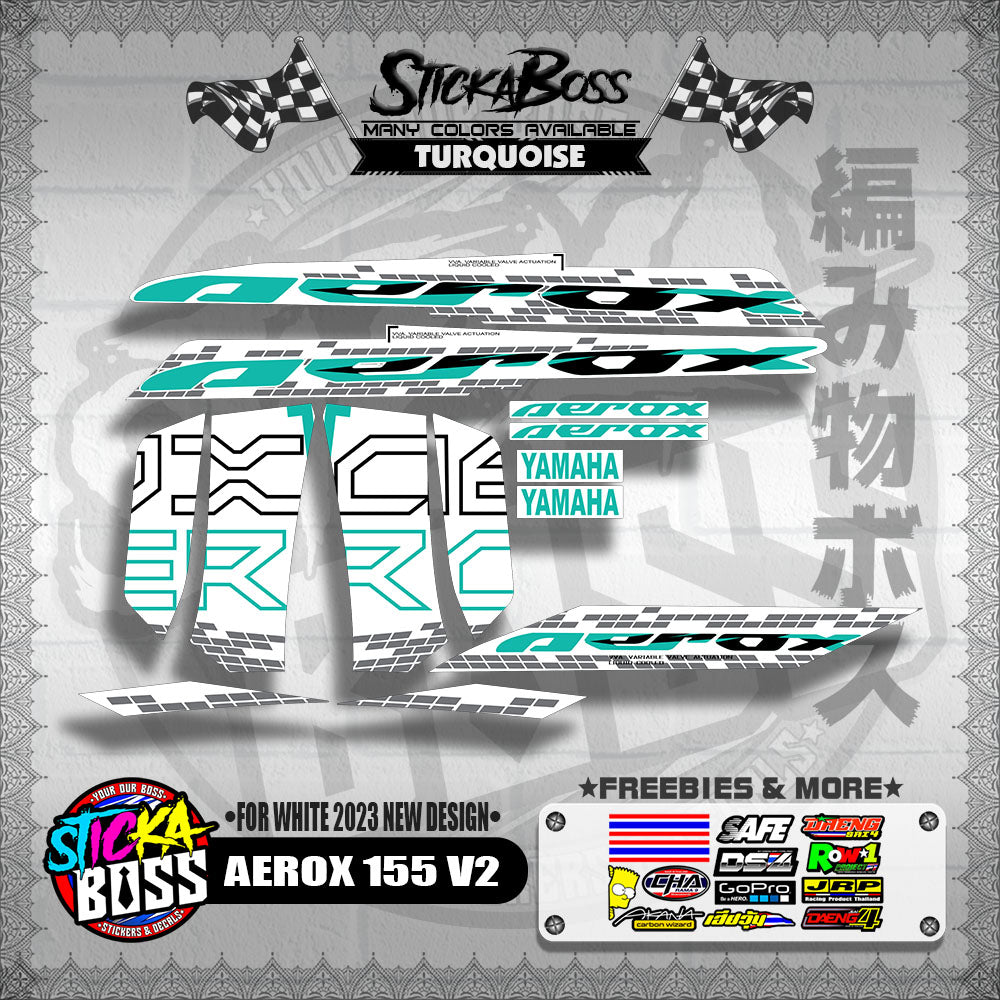 AEROX 155 V2 MALAYSIAN DECALS ( FOR WHITE 2023 NEW DESIGN )【WITH FREEBIES】