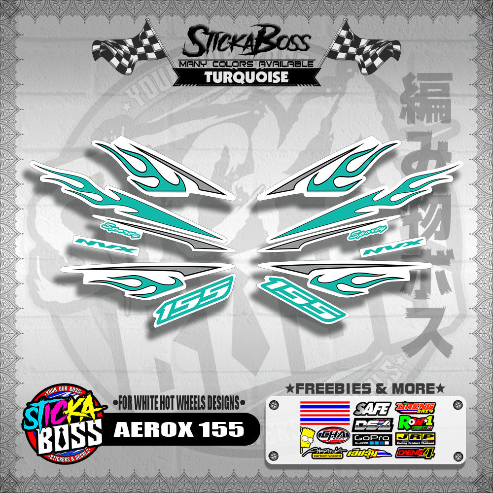 AEROX 155 DECALS ( FOR WHITE HOT WHEELS DESIGNS )【WITH FREEBIES】