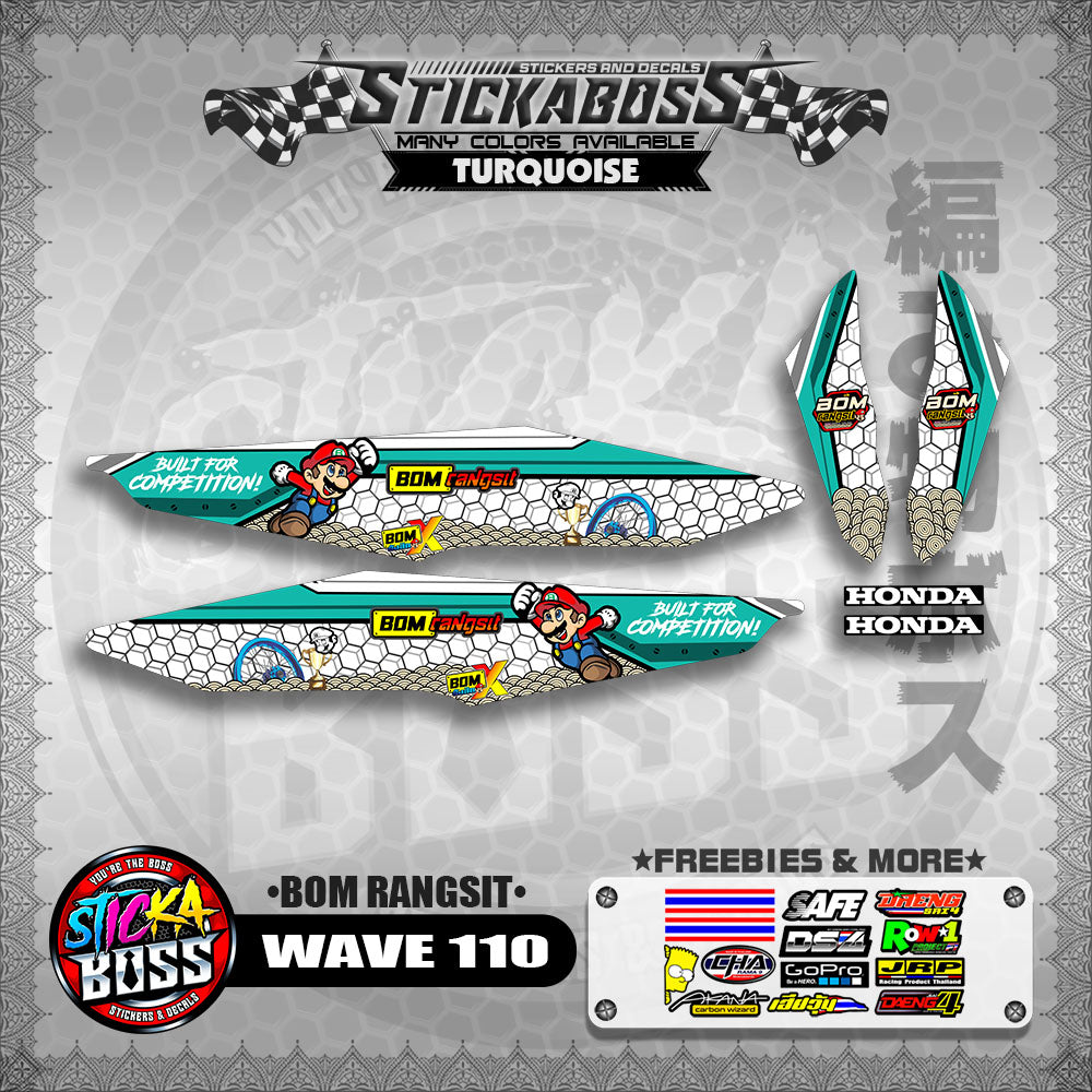 WAVE 110 DECALS ( BOM RANGSIT )【WITH FREEBIES】