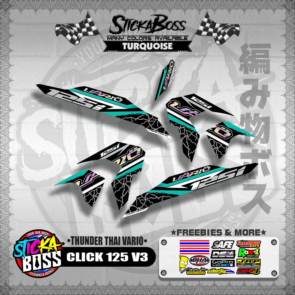 CLICK 125 V3 THAILAND DECALS ( THUNDER THAI VARIO )【WITH FREEBIES】