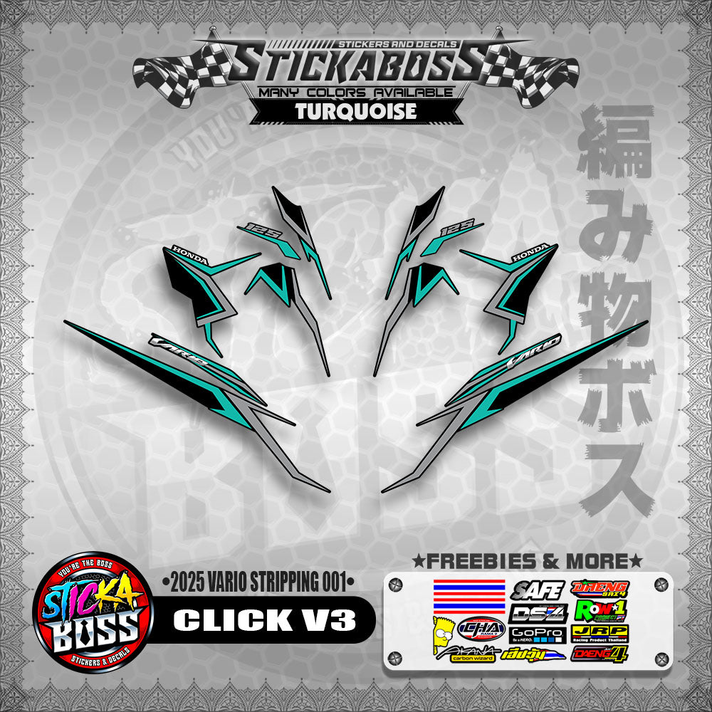 CLICK V3 STICKER DECALS ( 2025 VARIO STRIPPING 001 )【WITH FREEBIES】