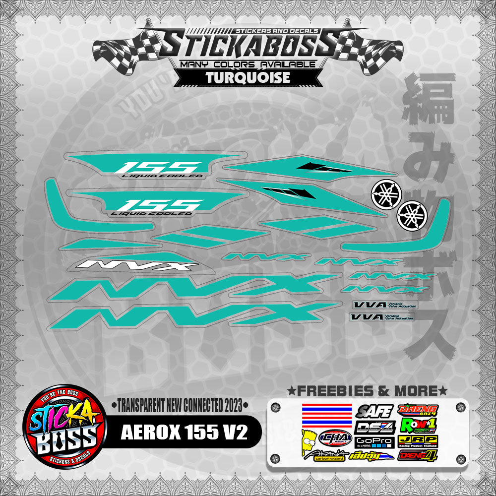 【PREMIUM UV PRINT】TRANSPARENT AEROX 155 V2 DECALS ( NEW CONNECTED 2023 )【WITH FREEBIES】