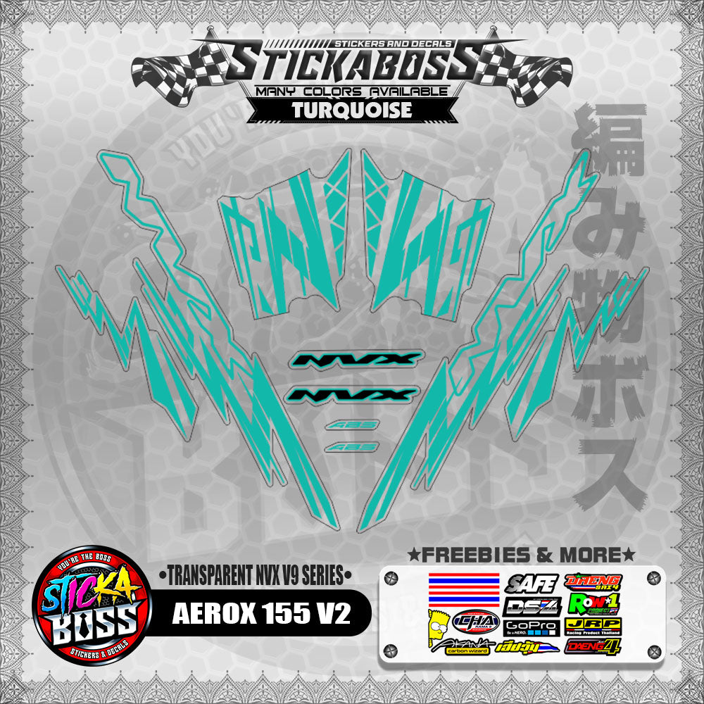 【PREMIUM UV PRINT】TRANSPARENT AEROX 155 V2 DECALS ( NVX V9 SERIES )【WITH FREEBIES】