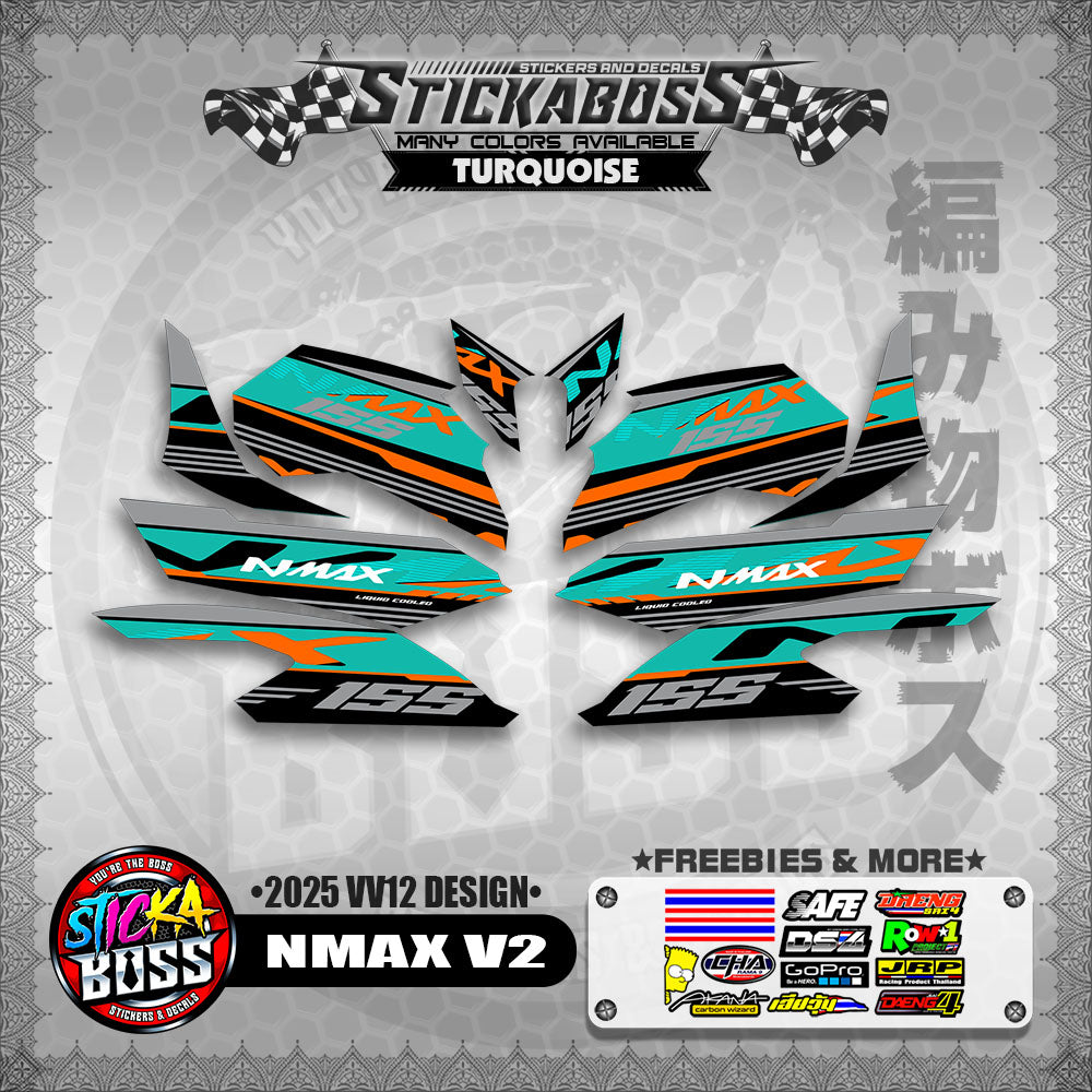 NMAX V2 MALAYSIAN STICKER DECALS ( 2025 VV12 DESIGN )【WITH FREEBIES】