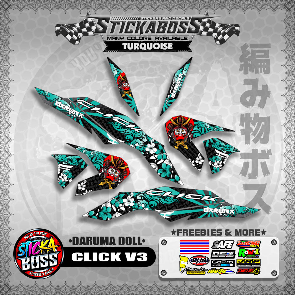 CLICK V3 STICKER DECALS ( DARUMA DOLL )【WITH FREEBIES】