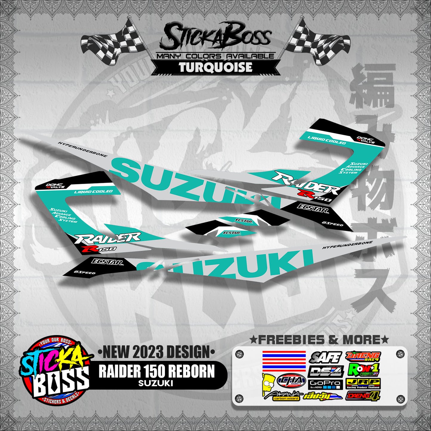 RAIDER 150 REBORN STOCK DECALS ( NEW 2023 DESIGN )【WITH FREEBIES】