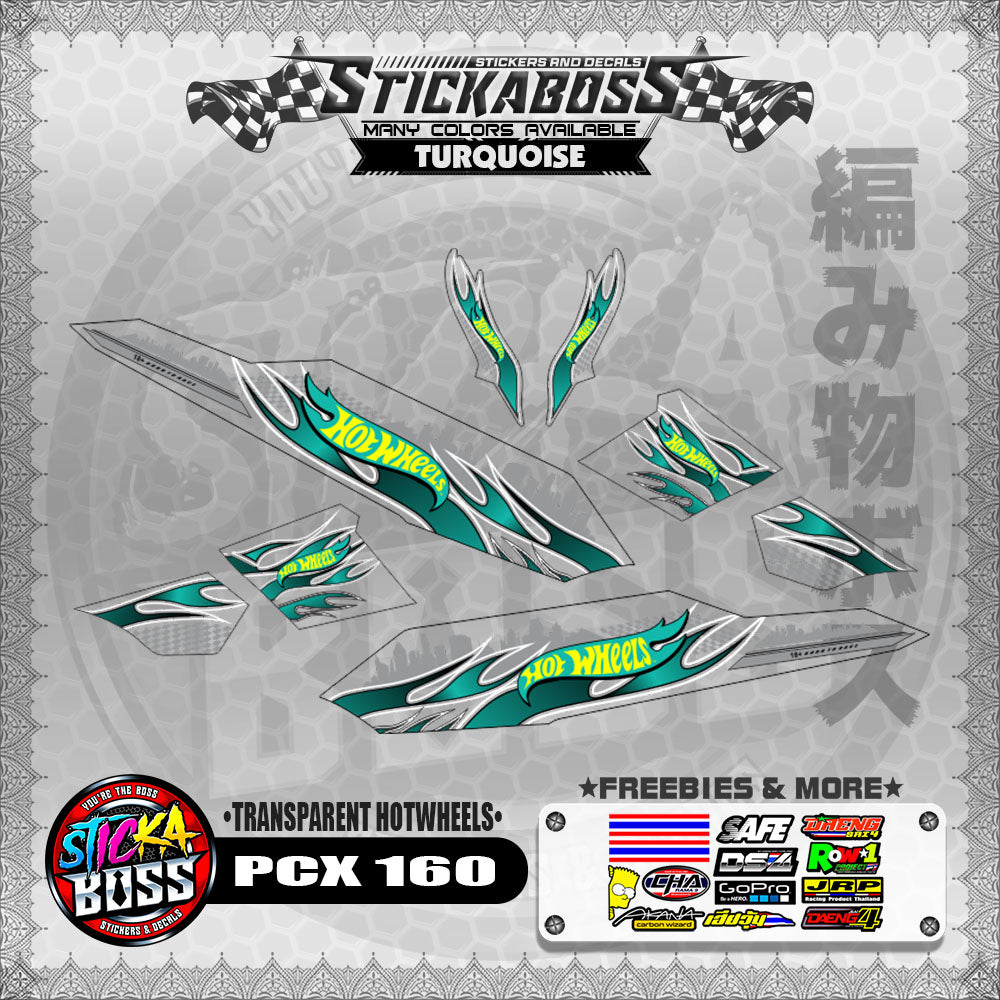 【PREMIUM UV PRINT】TRANSPARENT PCX 160 DECALS ( TRANSPARENT HOTWHEELS )【WITH FREEBIES】