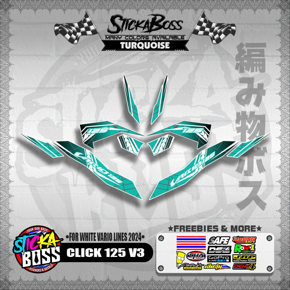 CLICK 125 V3 DECALS ( FOR WHITE VARIO LINES 2024 )【WITH FREEBIES】