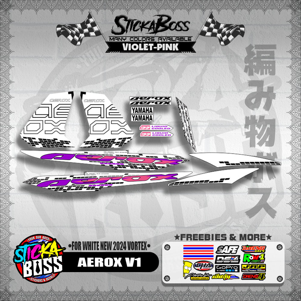 AEROX 155 V1 DECALS ( FOR WHITE NEW 2024 VORTEX )【WITH FREEBIES】
