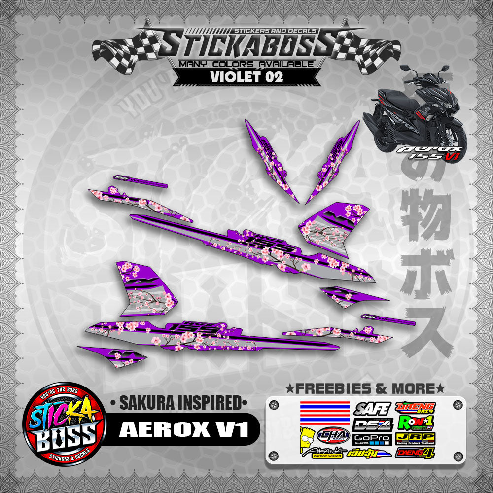 AEROX V1 STICKER DECALS ( SAKURA INSPIRED )【WITH FREEBIES】