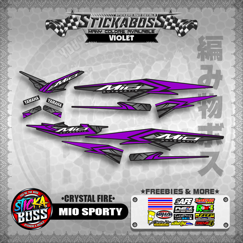 MIO SPORTY THAI-MALAYSIAN STICKER DECALS ( CRYSTAL FIRE )【WITH FREEBIES】