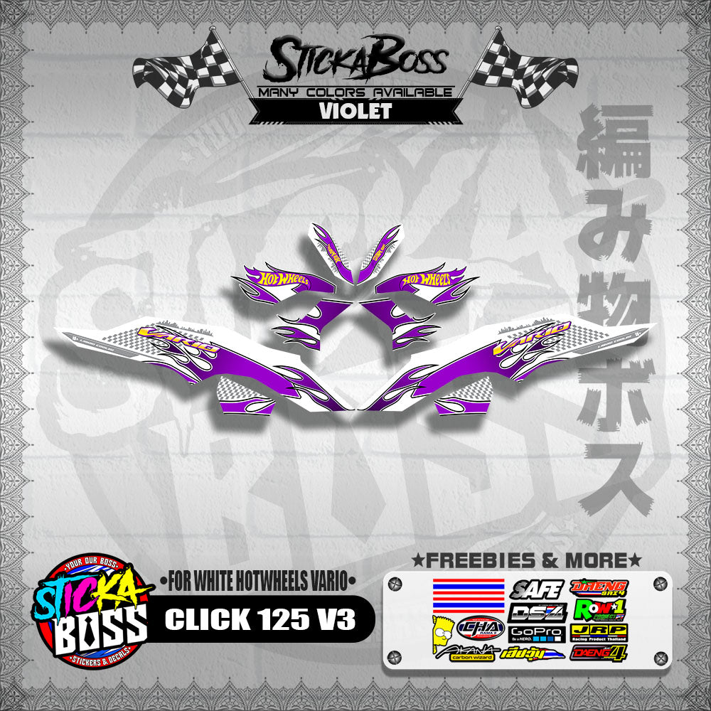 CLICK 125 V3 DECALS ( FOR WHITE HOTWHEELS VARIO )【WITH FREEBIES】