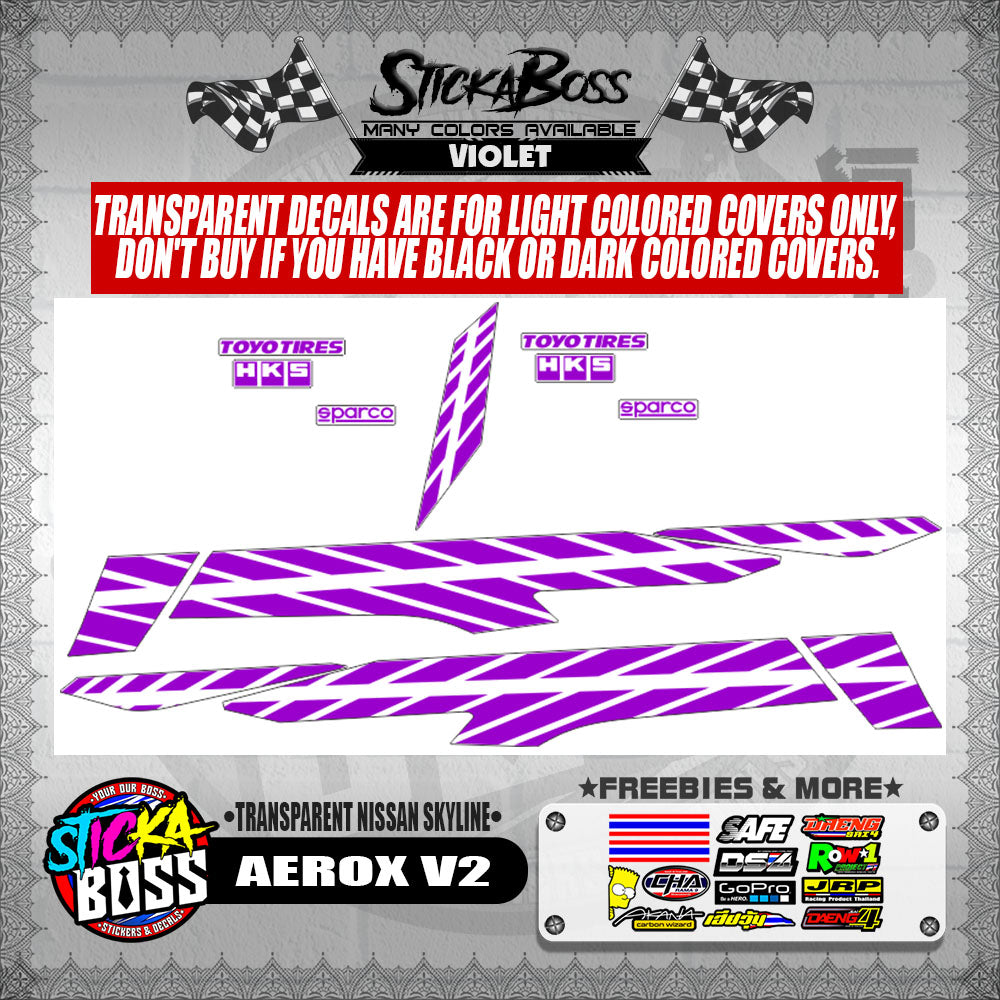 AEROX V2 DECALS ( TRANSPARENT NISSAN SKYLINE )【WITH FREEBIES】