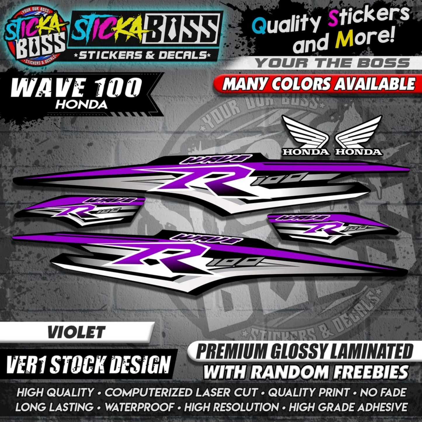 HONDA WAVE 100 R DECALS (Ver1 Stock Design)【WITH FREEBIES】