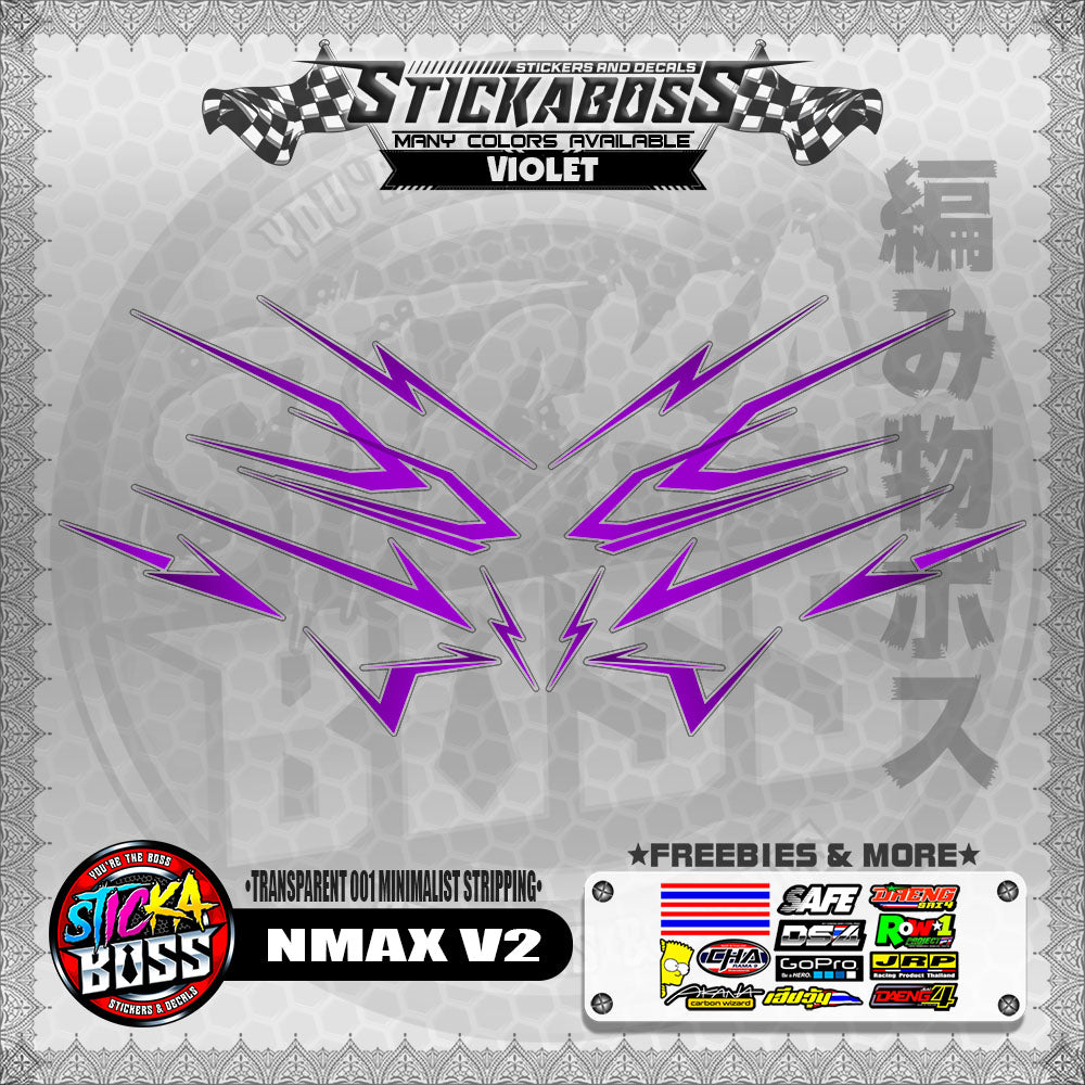 【PREMIUM UV PRINT】TRANSPARENT NMAX V2 STICKER DECALS ( 001 MINIMALIST STRIPPING )【WITH FREEBIES】