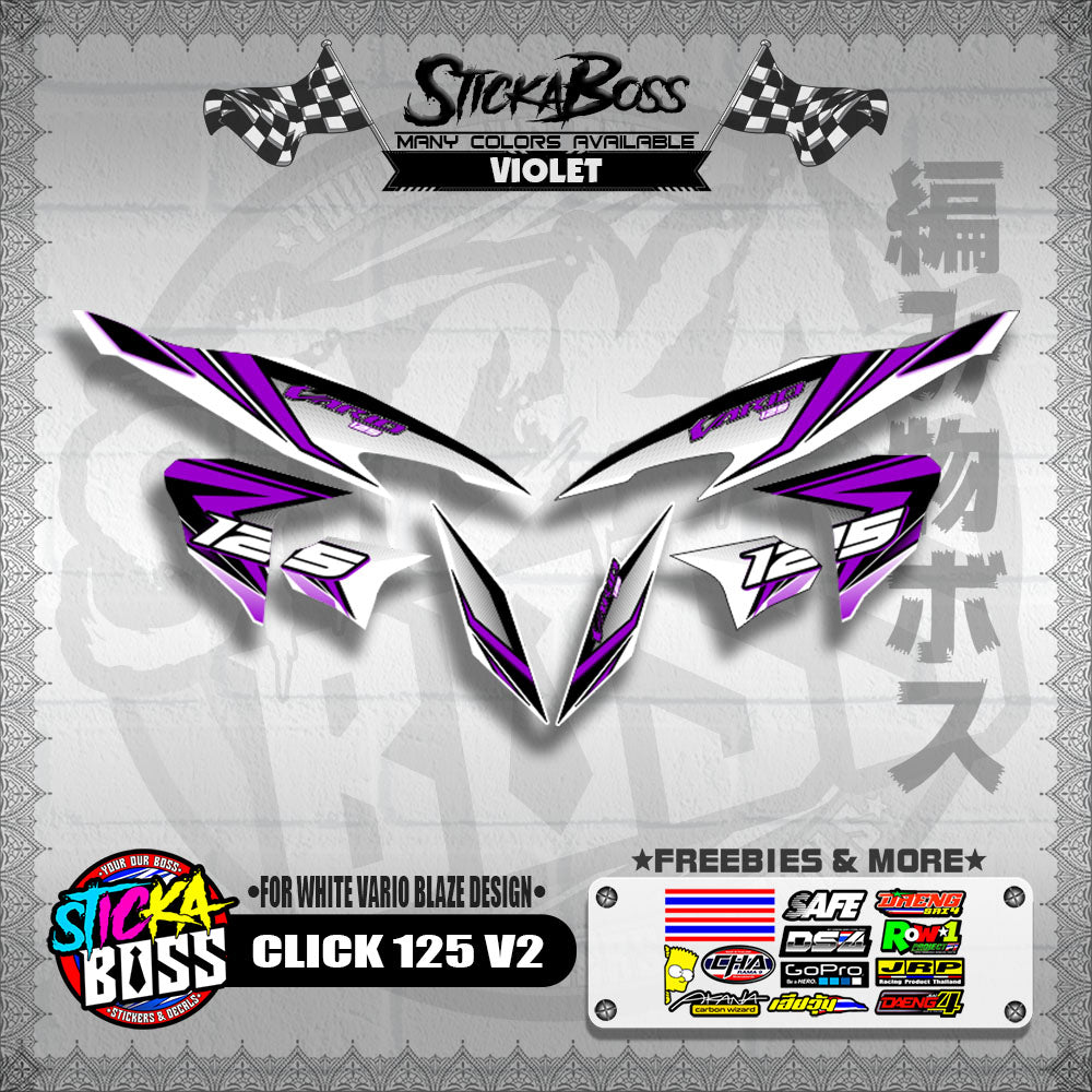 CLICK 125 V2 DECALS ( FOR WHITE VARIO BLAZE DESIGN )【WITH FREEBIES】