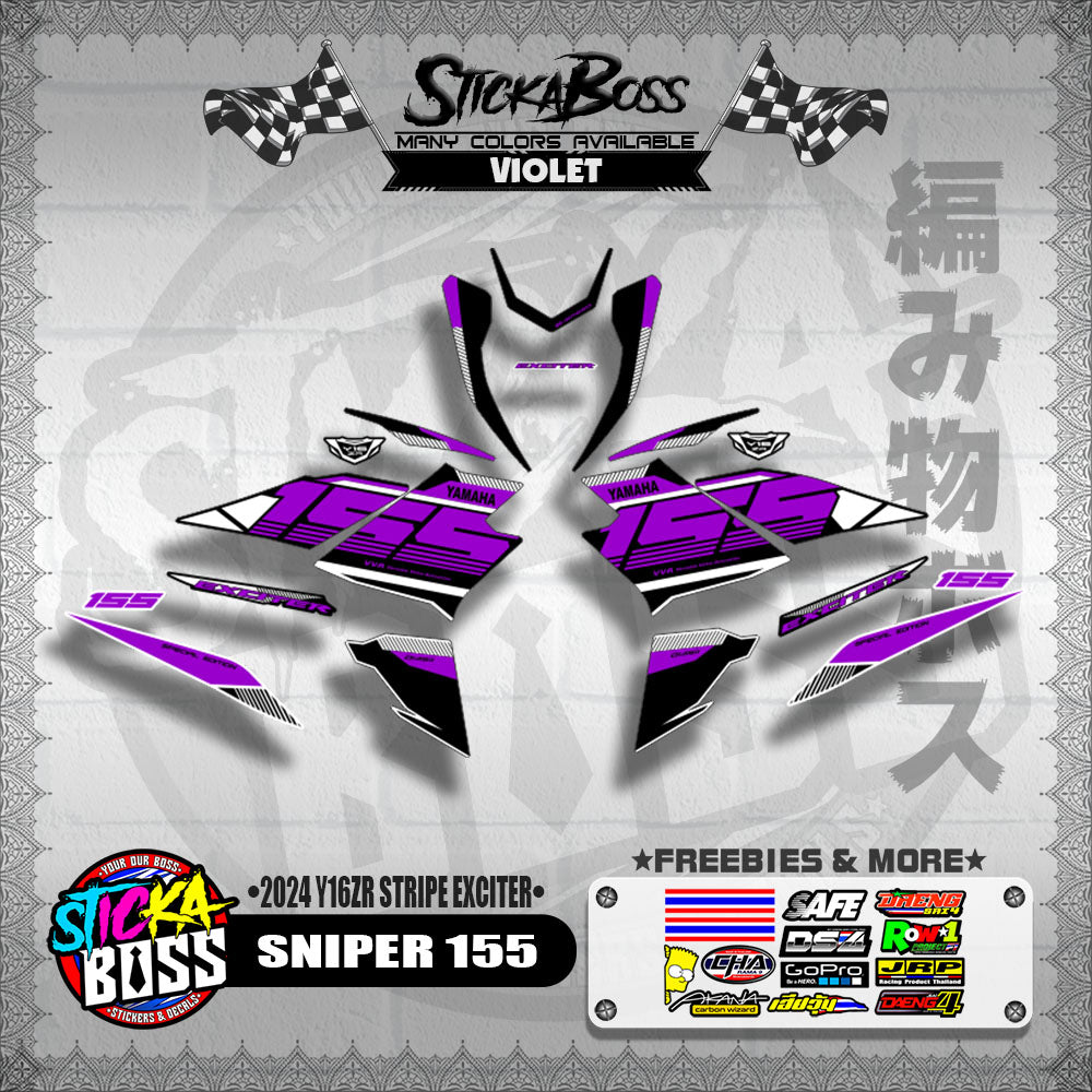 SNIPER 155 DECALS ( 2024 Y16ZR STRIPE EXCITER )【WITH FREEBIES】