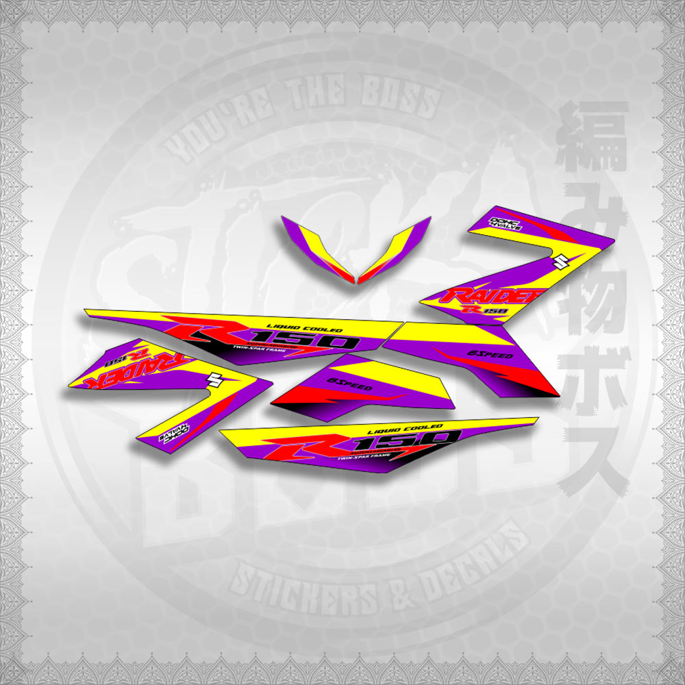 RAIDER 150 FI R150 BLAZE COLOR STICKER DECALS By STICKABOSS (SOFIE LAMINATED WATERPROOF)