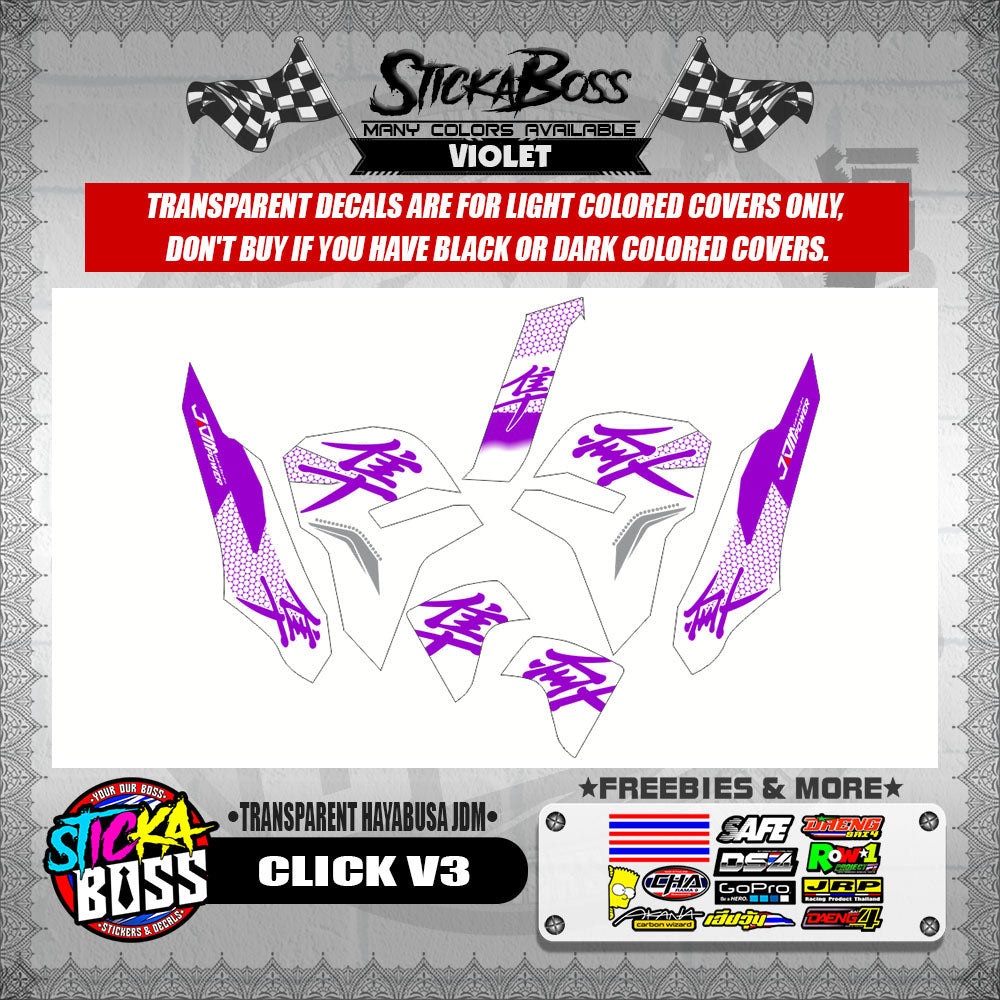 CLICK V3 DECALS ( TRANSPARENT HAYABUSA JDM )【WITH FREEBIES】