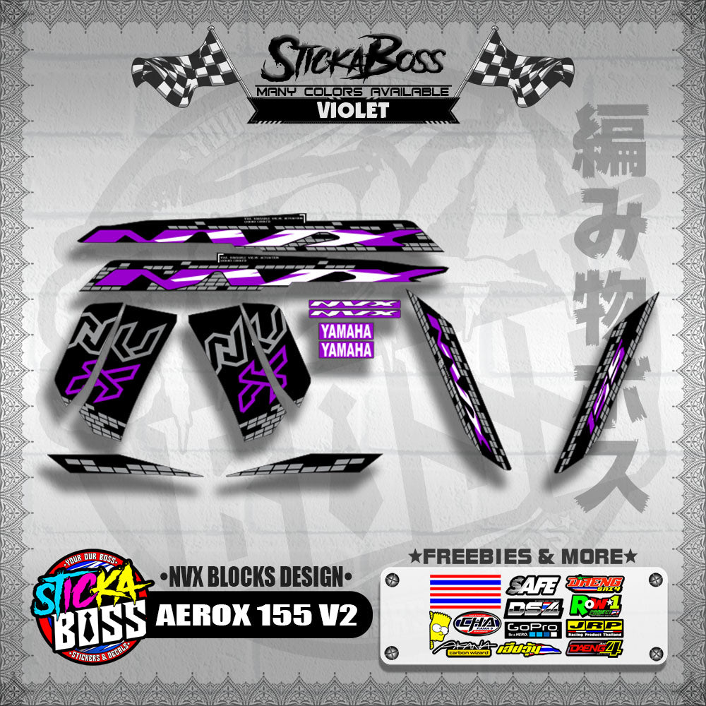 AEROX 155 V2 DECALS ( NVX BLOCKS DESIGN )【WITH FREEBIES】
