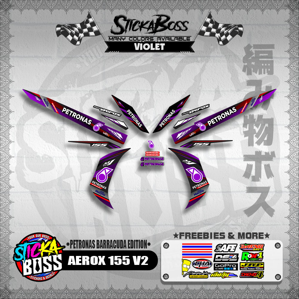 AEROX 155 V2 DECALS ( PETRONAS BARRACUDA EDITION )【WITH FREEBIES】