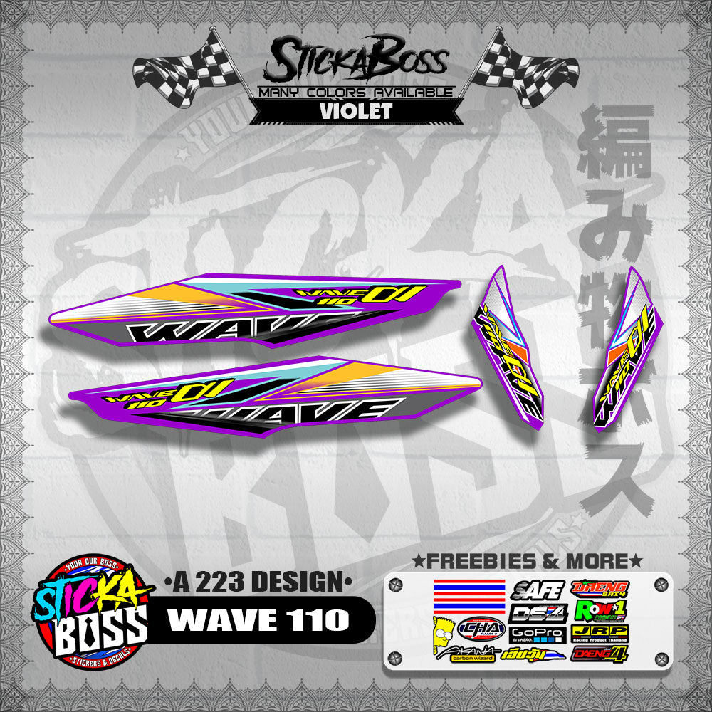 WAVE 110 DECALS ( A 223 DESIGN )【WITH FREEBIES】