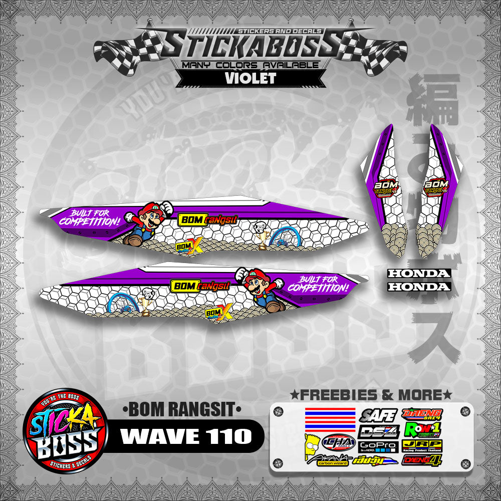 WAVE 110 DECALS ( BOM RANGSIT )【WITH FREEBIES】
