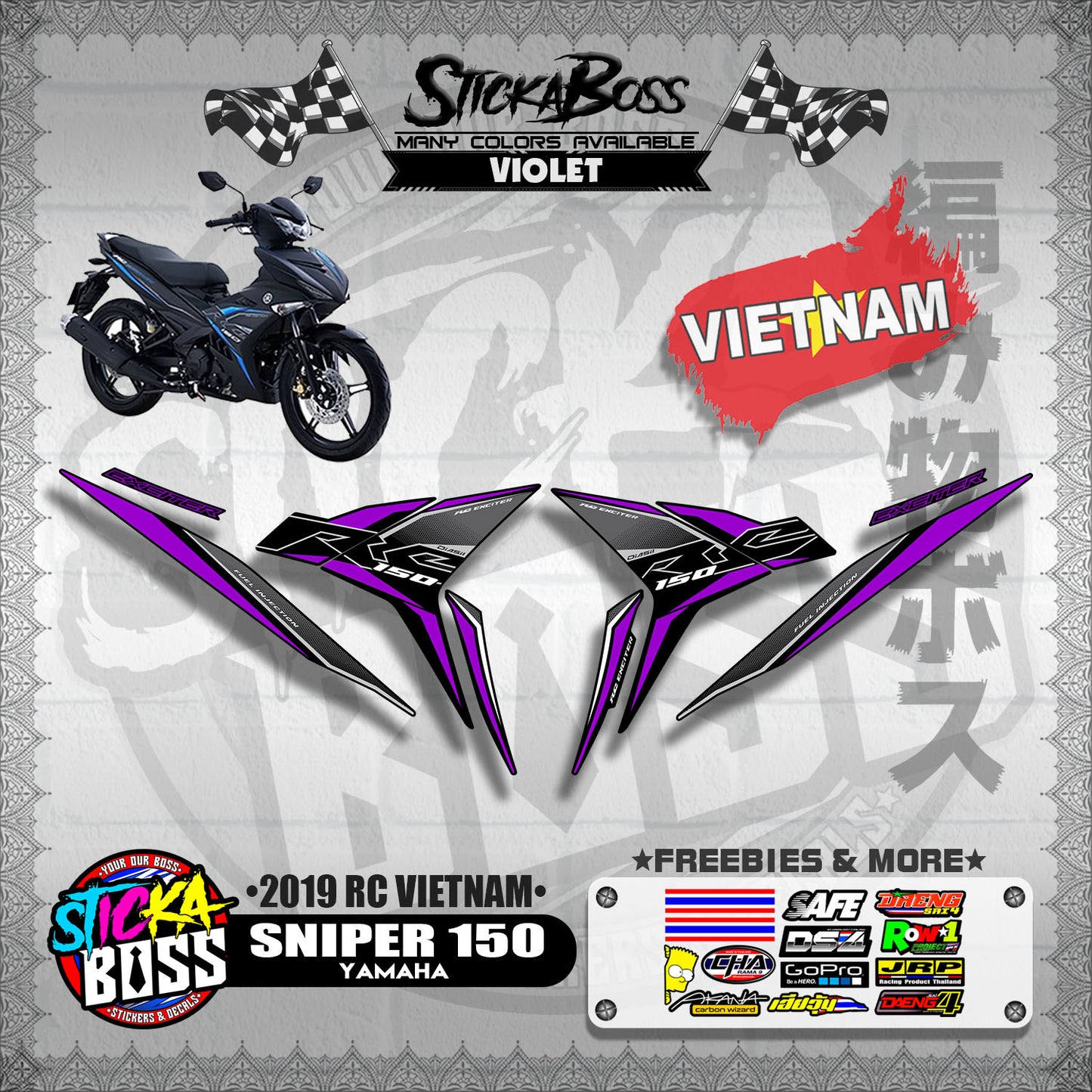 SNIPER 150 STOCK DECALS ( 2019 RC VIETNAM )【WITH FREEBIES】