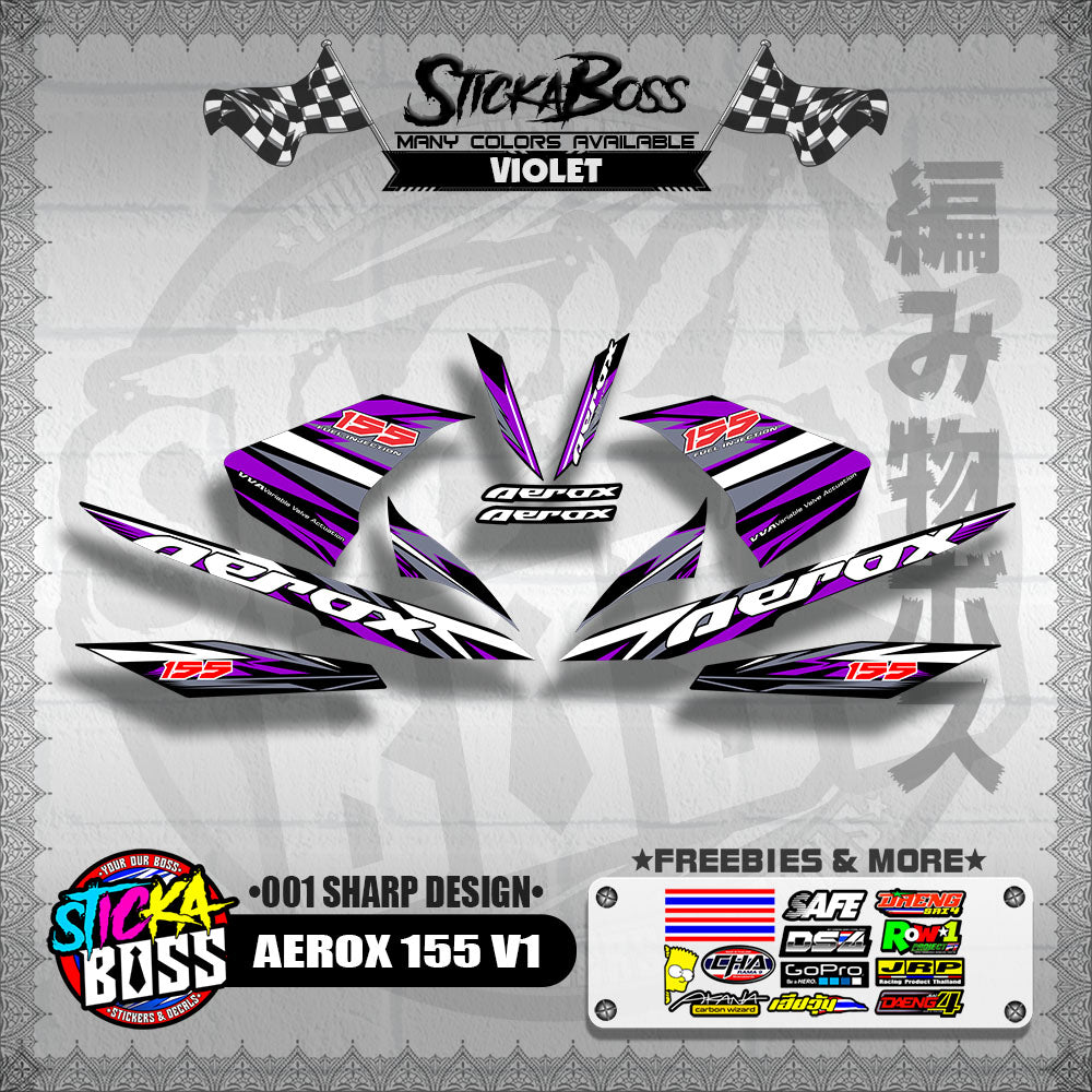 AEROX 155 V1 DECALS ( 001 SHARP DESIGN )【WITH FREEBIES】