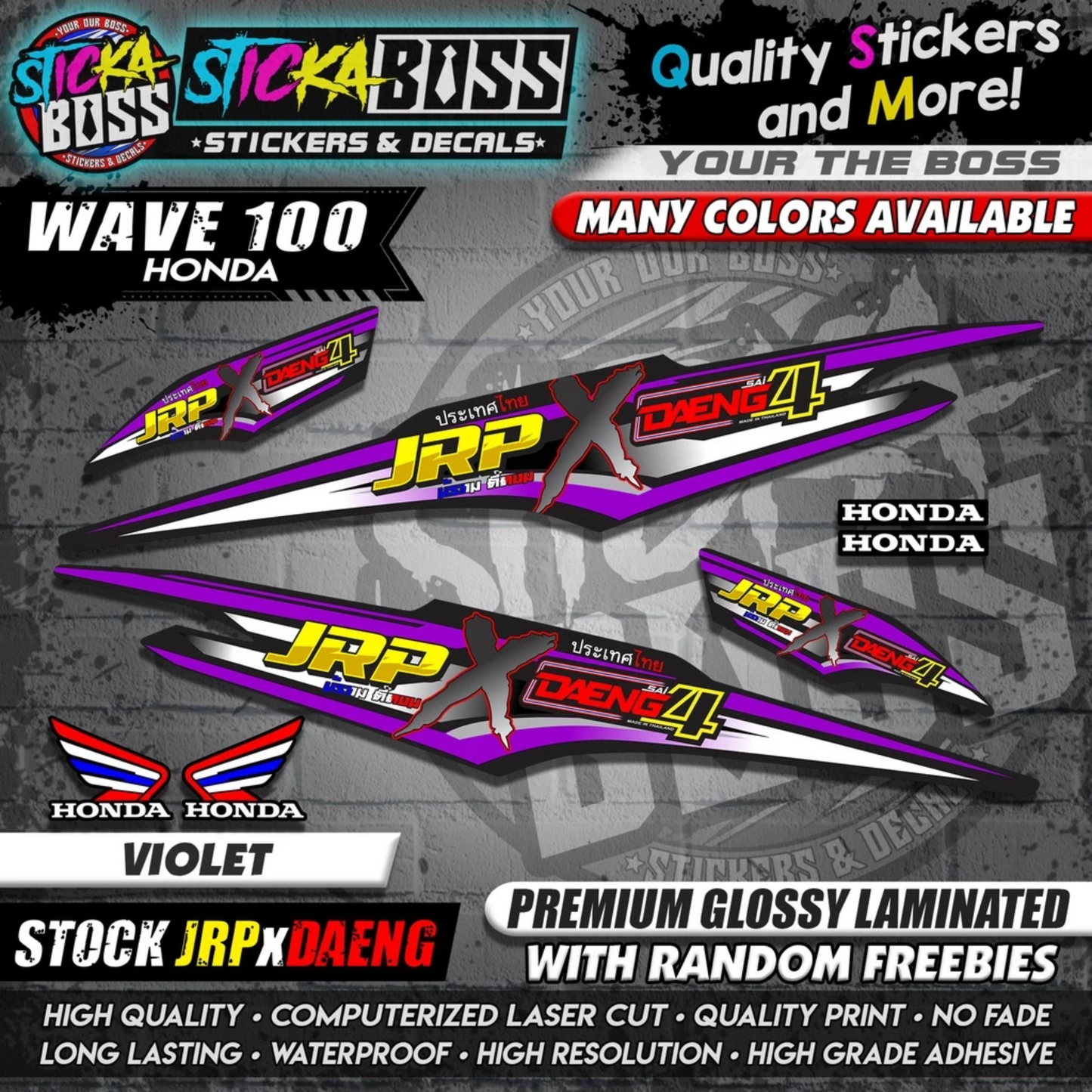HONDA WAVE 100 Thai Decals ( Stock JRP x DAENG )【WITH FREEBIES】