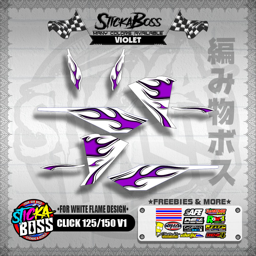 CLICK 125 / 150 V1 DECALS ( FOR WHITE FLAME DESIGN )【WITH FREEBIES】