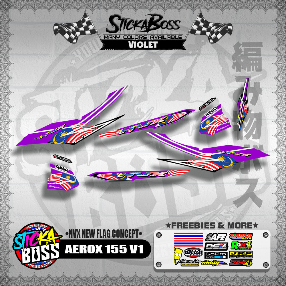 AEROX 155 V1 MALAYSIAN DECALS ( NVX NEW FLAG CONCEPT )【WITH FREEBIES】