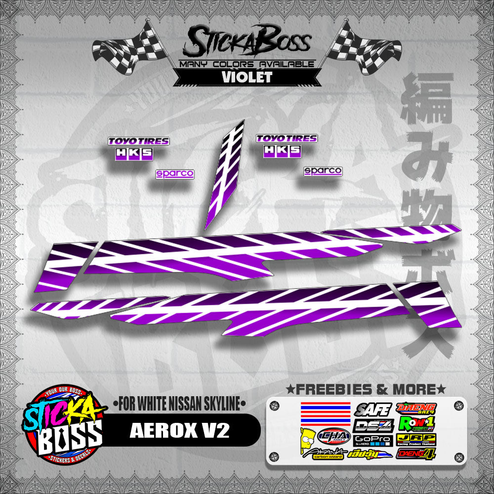 AEROX V2 DECALS ( FOR WHITE NISSAN SKYLINE )【WITH FREEBIES】