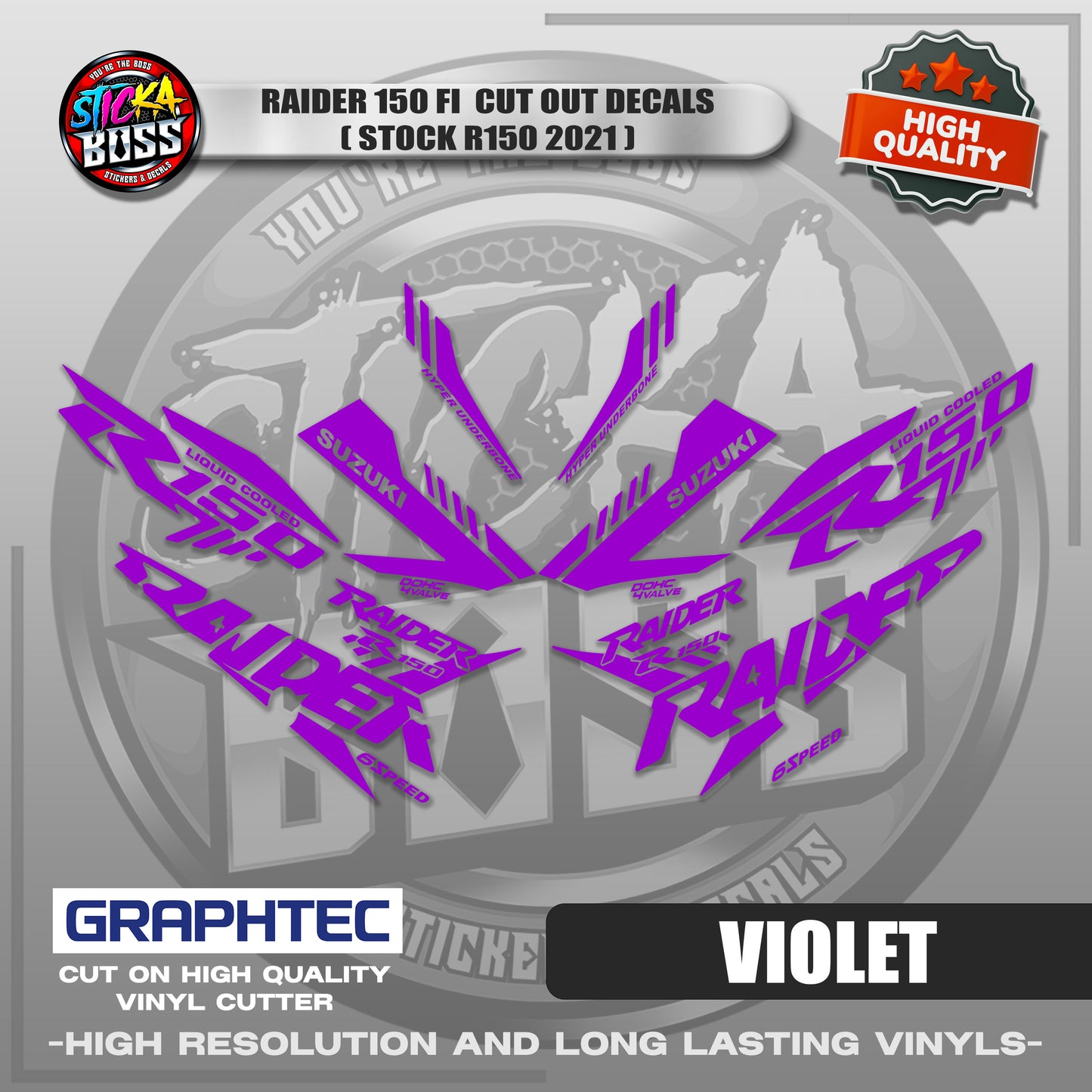 RAIDER 150 FI CUT OUT DECALS ( STOCK R150 2021) | VINYL WATERPROOF CUT-OUT STICKER DECALS