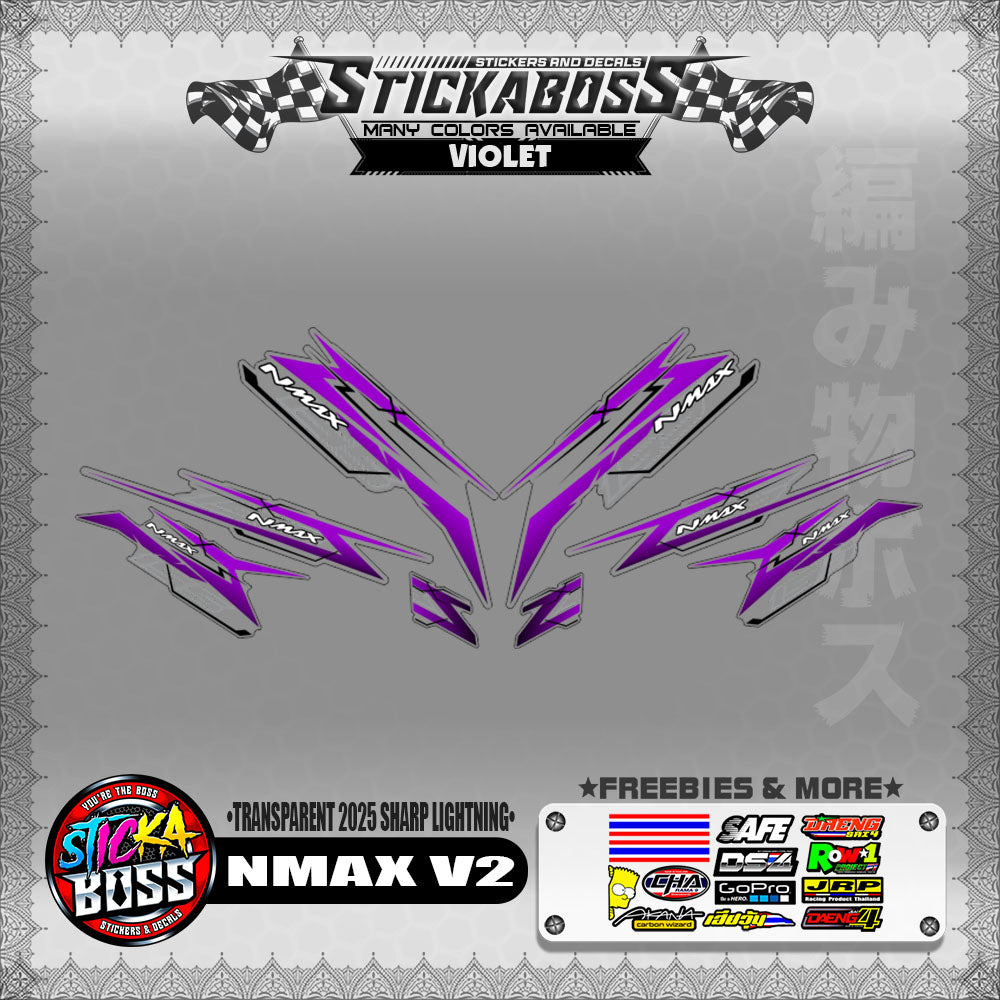 【PREMIUM UV PRINT】TRANSPARENT NMAX V2 INDO STICKER DECALS ( 2025 SHARP LIGHTNING )【WITH FREEBIES】