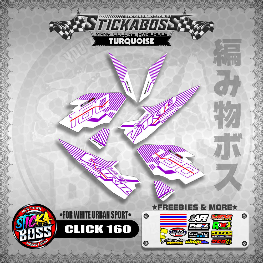 CLICK 160 STICKER DECALS ( FOR WHITE URBAN SPORT )【WITH FREEBIES】