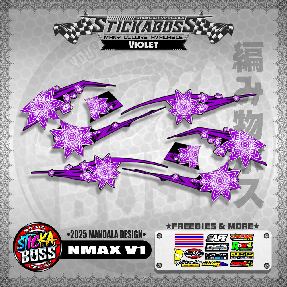 NMAX V1 INDO-THAI-MALAYSIAN STICKER DECALS ( 2025 MANDALA DESIGN )【WITH FREEBIES】