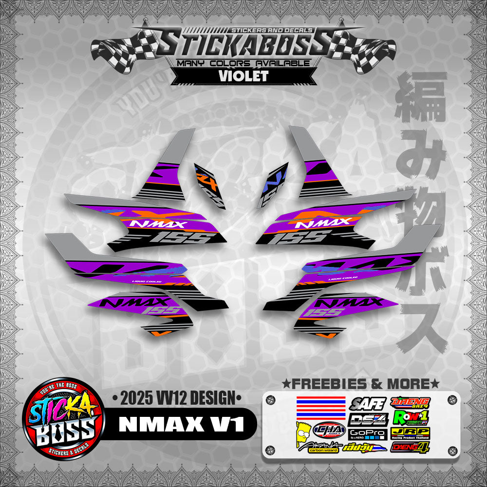 NMAX V1 MALAYSIAN STICKER DECALS ( 2025 VV12 DESIGN )【WITH FREEBIES】