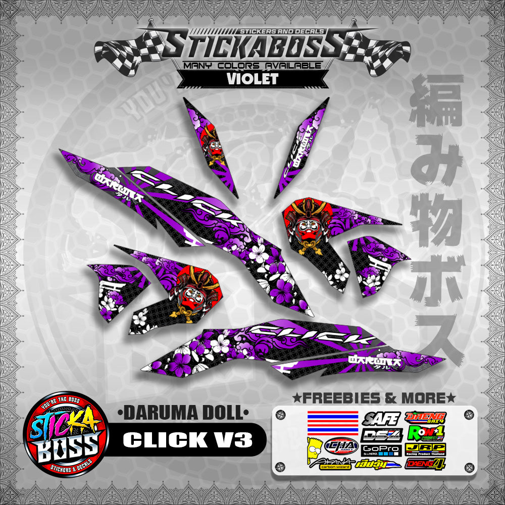 CLICK V3 STICKER DECALS ( DARUMA DOLL )【WITH FREEBIES】